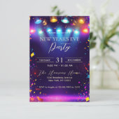 Disco Lights Kleurrijke Blauwe Oudejaarsfeest Kaart (Staand voorkant)