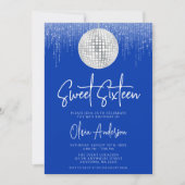 Disco Lights Silver Royal Blue Sweet 16 Kaart (Voorkant)