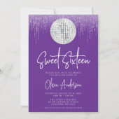 Disco Lights Silver Royal Purple Sweet 16 Kaart (Voorkant)