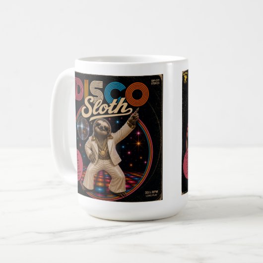 Disco Luiaard Koffiemok (Voorkant links)