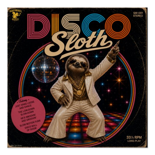Disco Luiaard Perfect Poster (Voorkant)