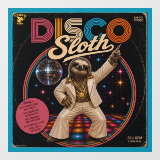 Disco Luiaard Raamsticker (Vel)