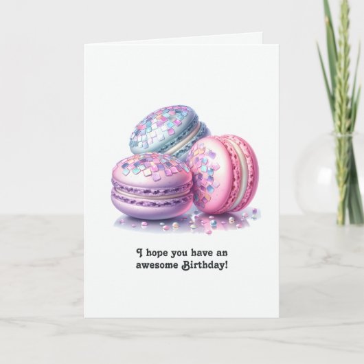 Disco Macarons Retro Verjaardag Kaart (Voorkant)