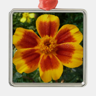 Disco Marigold Oranje en Red Summer Flower Metalen Ornament