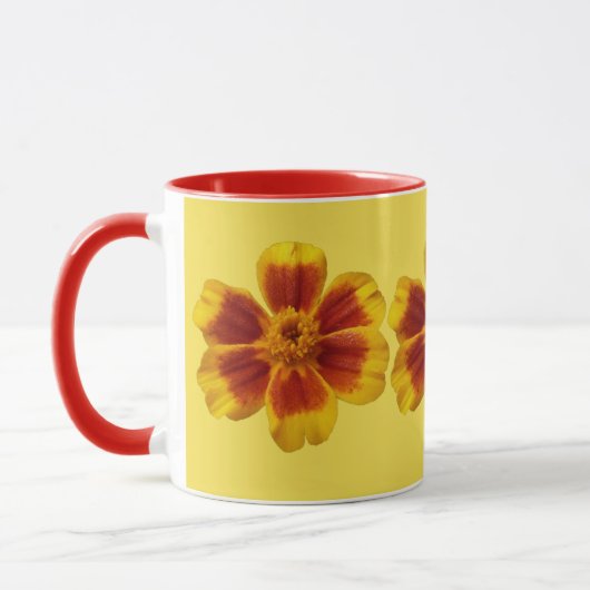 Disco Marigold Oranje en Red Summer Flower Mok (Links)