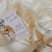 Disco Meisje in Cocktail Glas Verjaardag Uitnodige Kaart