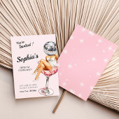 Disco Meisje In Martini Glas Verjaardagsuitnodigin Kaart