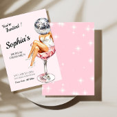 Disco Meisje In Martini Glas Verjaardagsuitnodigin Kaart