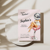 Disco Meisje In Martini Glas Verjaardagsuitnodigin Kaart