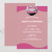 Disco Mirror Ball 21e Verjaardagsfeestuitnodiging Kaart (Voorkant / Achterkant)