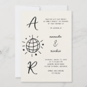 Disco Monogram Frans Fun Retro Hand getrokken brui Kaart (Voorkant)