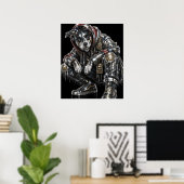 Disco Mozaïek Hond Poster | Moderne Wanddecoratie (Thuiskantoor)