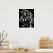 Disco Mozaïek Hond Poster | Moderne Wanddecoratie (Keuken)