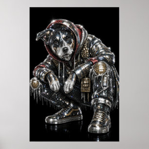 Disco Mozaïek Hond Poster Moderne Wanddecoratie