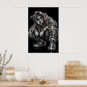 Disco Mozaïek Hond Poster | Moderne Wanddecoratie (Keuken)