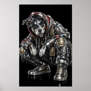 Disco Mozaïek Hond Poster Moderne Wanddecoratie