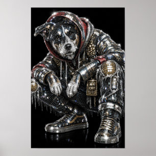 Disco Mozaïek Hond Poster Moderne Wanddecoratie