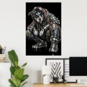 Disco Mozaïek Hond Poster | Moderne Wandkunst voor (Thuiskantoor)