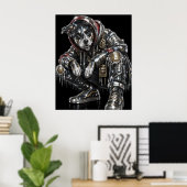 Disco Mozaïek Hond Poster | Moderne Wandkunst voor (Thuiskantoor)