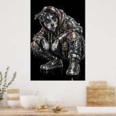 Disco Mozaïek Hond Poster | Moderne Wandkunst voor (Keuken)
