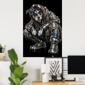 Disco Mozaïek Hond Poster | Moderne Wandkunst voor (Thuiskantoor)