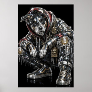 Disco Mozaïek Hond Poster Moderne Wandkunst voor