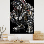 Disco Mozaïek Hond Poster | Moderne Wandkunst voor (Keuken)