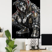 Disco Mozaïek Hond Poster | Moderne Wandkunst voor (Thuiskantoor)