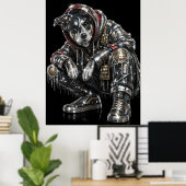 Disco Mozaïek Hond Poster | Moderne Wandkunst voor (Thuiskantoor)