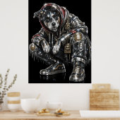 Disco Mozaïek Hond Poster | Moderne Wandkunst voor (Keuken)