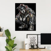 Disco Mozaïek Hond Poster | Moderne Wandkunst voor (Thuiskantoor)