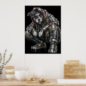 Disco Mozaïek Hond Poster | Moderne Wandkunst voor (Keuken)