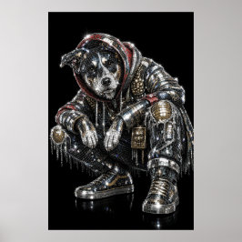 Disco Mozaïek Hond Poster | Moderne Wandkunst voor