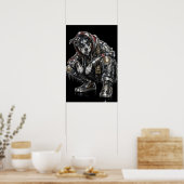 Disco Mozaïek Hond Poster | Moderne Wandkunst voor (Keuken)