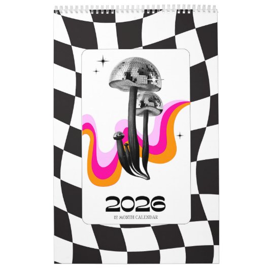 Disco Mushroom 2026 Y2K Office Planner Kalender (Hoes)