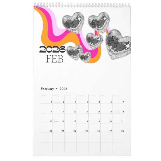 Disco Mushroom 2026 Y2K Office Planner Kalender (Feb 2026)