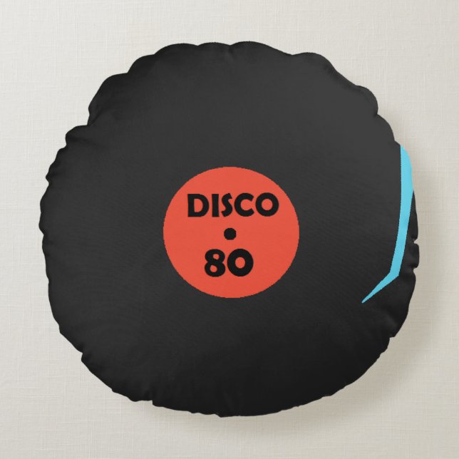 Disco Music Record Bord Round Pillow Rond Kussen (Voorkant)
