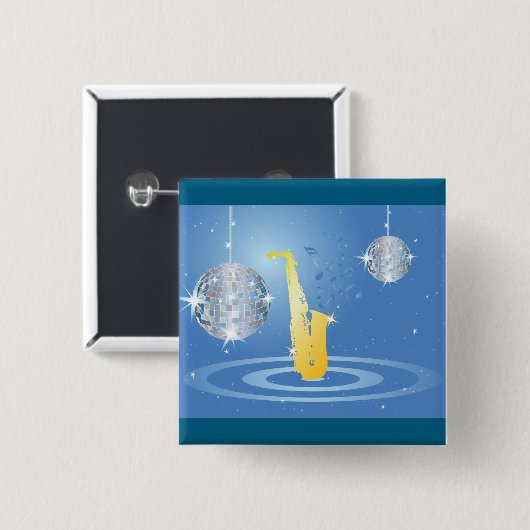 Disco Music Vierkante Button 5,1 Cm (Voorkant /achterkant)