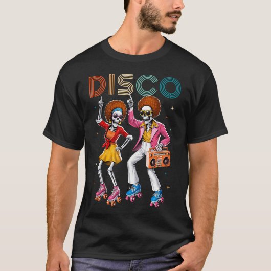 Disco Muziek Dansend Skelet Retro Dansfeest 70S T-shirt (Voorkant)