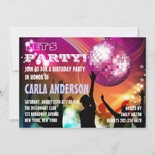 Disco Nacht Glam Verjaardagsfeest/ Afscheid Als Me Kaart (Voorkant)