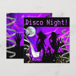 Disco Nacht Paarse Dans Gouden Zwarte Glitter Hakk Kaart