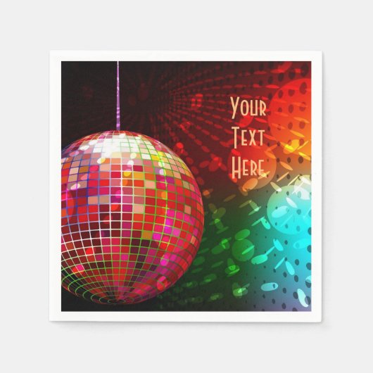 Disco Night 70's Retro Disco Ball Napkins Servet (Voorkant)