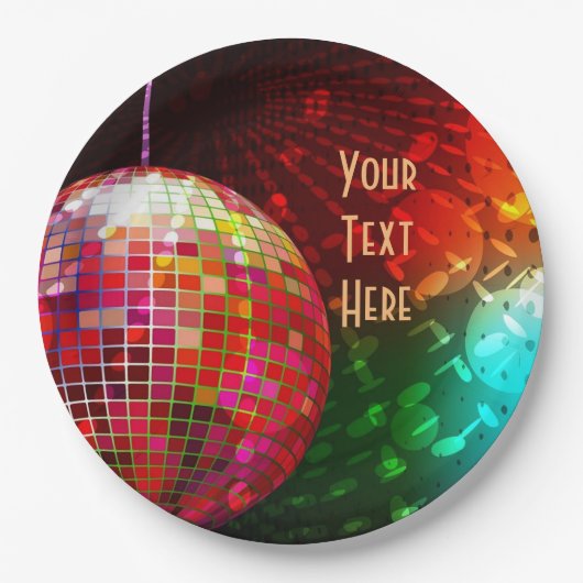 Disco Night 70's Retro Disco Ball Papieren Bordje (Voorkant)