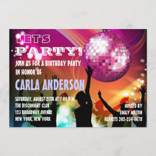 Disco Night Glam Verjaardagsfeest/ Afscheid Als Me Kaart