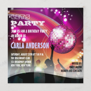 Disco Night Glam Verjaardagsfeest/Verlovingsfeest Kaart