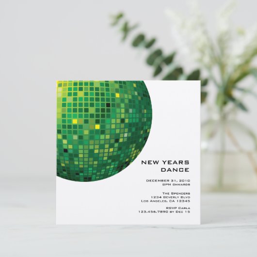 Disco Night New Year Uitnodiging (Staand voorkant)