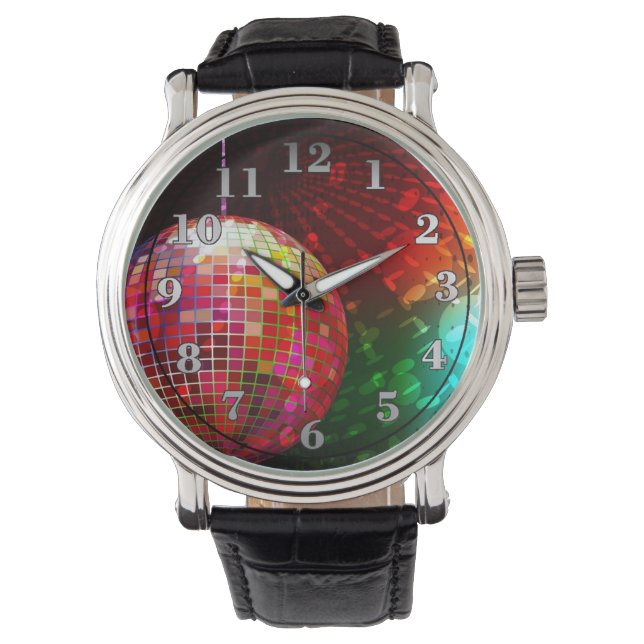 Disco Night Retro 70's Disco Ball Wrist Watch Horloge (Voorkant)