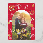 Disco Notenkraker in het Rood Folie Feestdagenkaart (Voorkant)