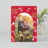 Disco Notenkraker in het Rood Folie Feestdagenkaart (Staand Voorkant)