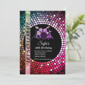 Disco party, 70 jaar, muziek, verjaardagsfeestje kaart (Staand voorkant)